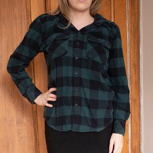 Plaid TNA Flannel Shirt with Hood